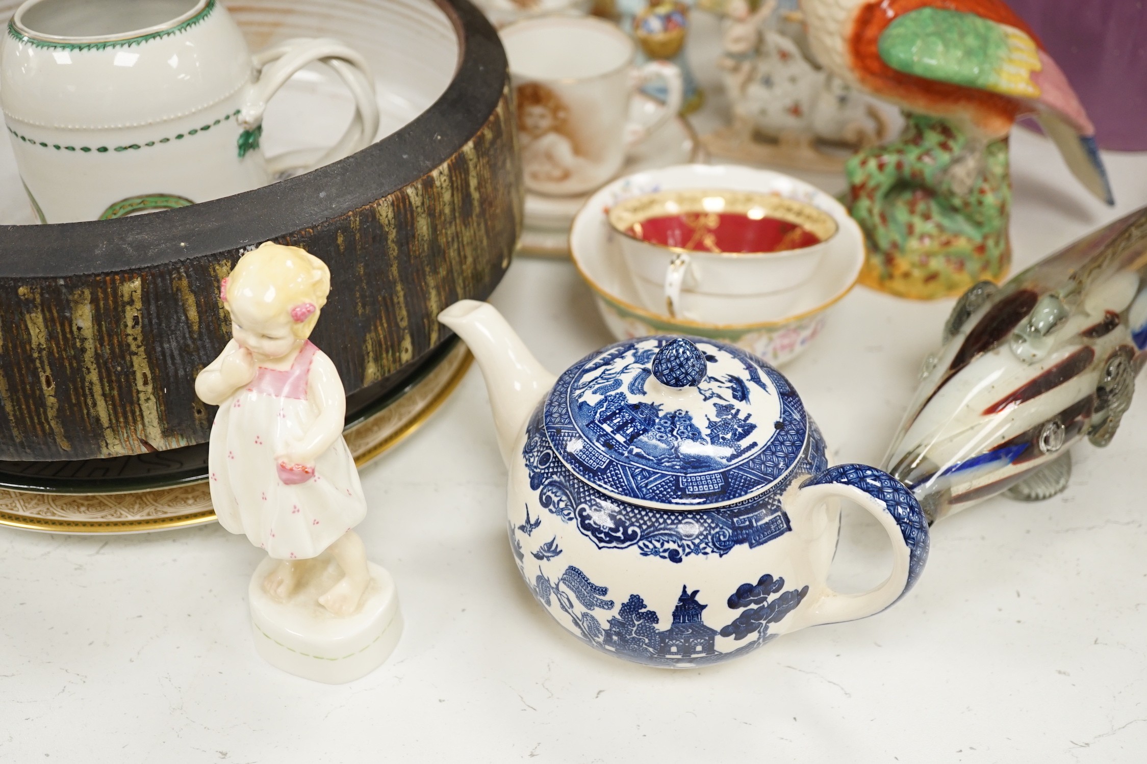 A large quantity of various ceramics including Samson, Rosenthal, studio pottery and glass